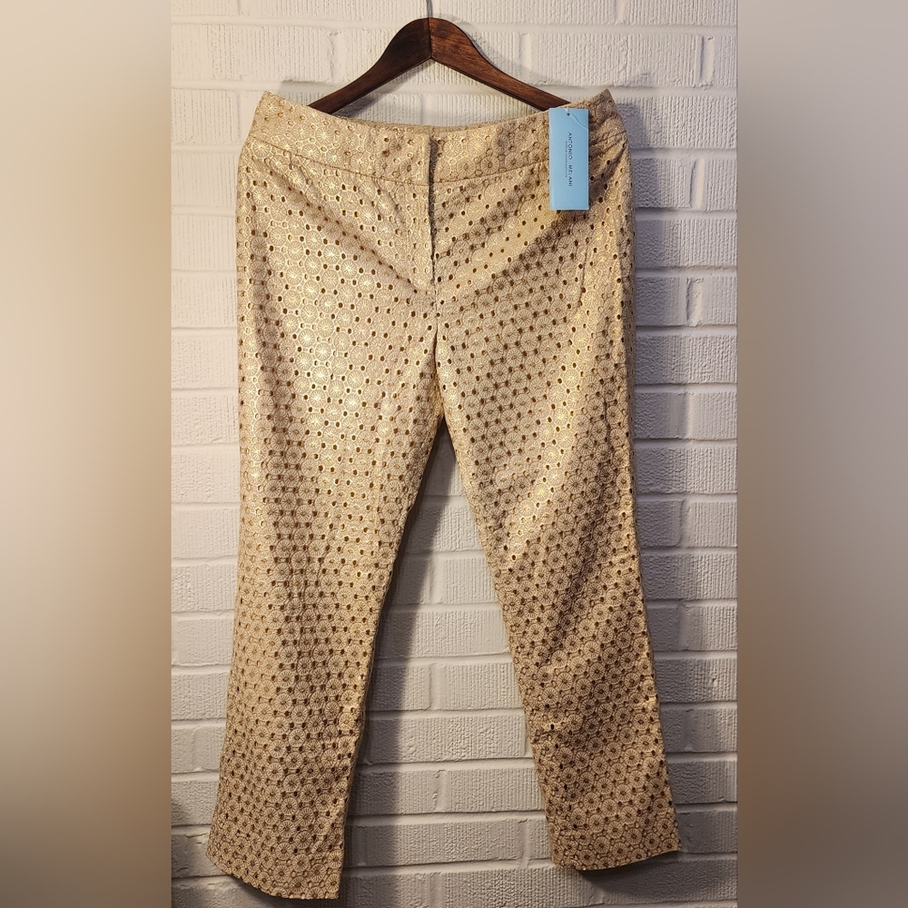 ANTONIO MELANI Women's Gold Patterned Dress Pants